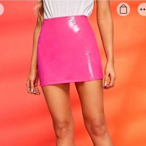 hot pink leather skirt! NWOT